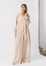Load image into Gallery viewer, Striped Linen Abaya & Shayla with gold dots