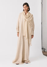 Load image into Gallery viewer, Striped Linen Abaya & Shayla with gold dots