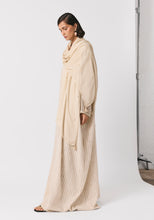 Load image into Gallery viewer, Striped Linen Abaya & Shayla with gold dots