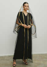 Load image into Gallery viewer, TULLE BLACK AND GOLD ABAYA/SHAYLA