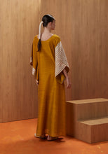 Load image into Gallery viewer, Mustard yellow Kaftan with white embroidery