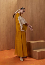 Load image into Gallery viewer, Mustard yellow Kaftan with white embroidery