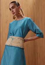 Load image into Gallery viewer, Turquoise blue kaftan with embroidered belt