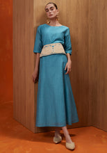 Load image into Gallery viewer, Turquoise blue kaftan with embroidered belt