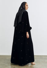 Load image into Gallery viewer, Velvet black Abaya &amp; Shayla in Dots Style

