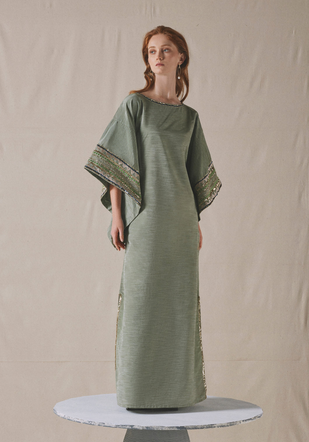 Sage Embroidered Kaftan