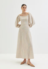 Load image into Gallery viewer, Off shoulder dress in textured linen
