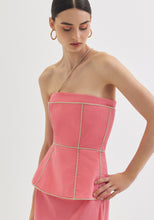 Load image into Gallery viewer, Pink strapless Dress with Corset
