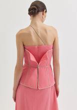 Load image into Gallery viewer, Pink strapless Dress with Corset
