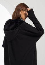 Load image into Gallery viewer, Black Hooded Farwa Coat
