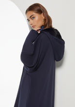 Load image into Gallery viewer, Navy Hooded Farwa Coat
