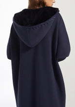 Load image into Gallery viewer, Navy Hooded Farwa Coat
