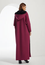 Load image into Gallery viewer, Maroon Hooded Farwa Coat

