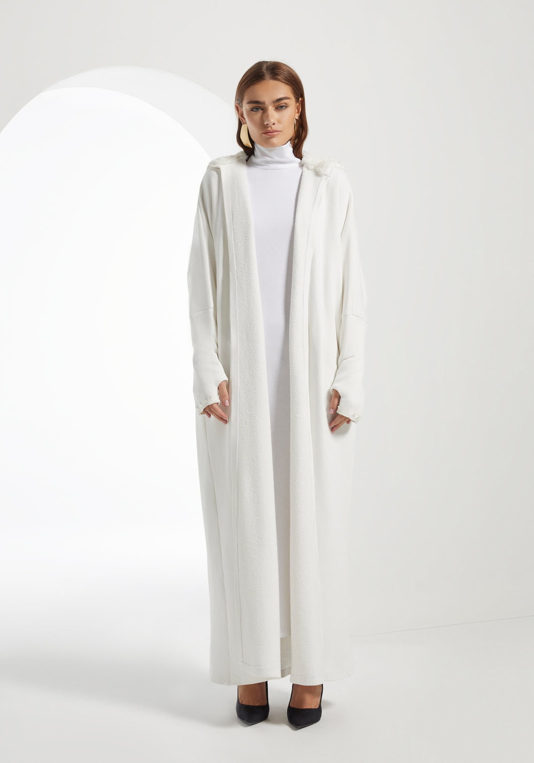 White Hooded Farwa Coat