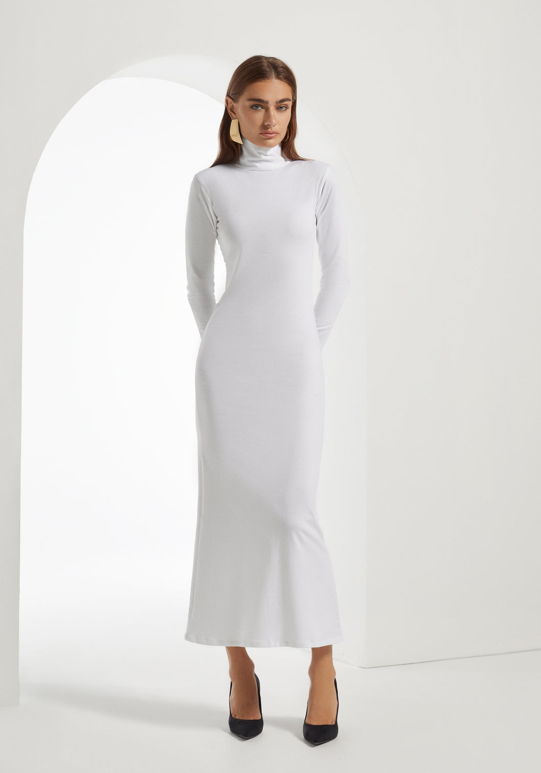 White Turtleneck Dress