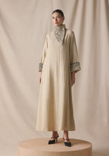 Load image into Gallery viewer, High collar Kaftan in black leather details
