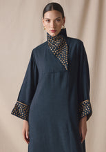 Load image into Gallery viewer, High Collar Kaftan in wool with leather details
