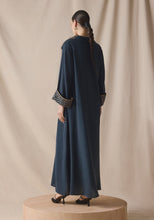 Load image into Gallery viewer, High Collar Kaftan in wool with leather details
