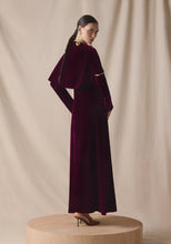 Load image into Gallery viewer, maroon Velvet kaftan with Cape
