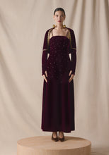 Load image into Gallery viewer, maroon Velvet kaftan with Cape
