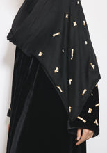 Load image into Gallery viewer, Velvet Black Scarf Abaya &amp; Shayla
