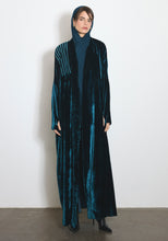 Load image into Gallery viewer, Velvet Teal Blue Abaya &amp; Shayla

