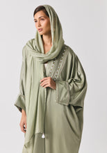 Load image into Gallery viewer, Mint Green Silk Abaya &amp; Shayla
