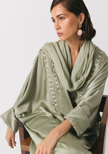 Load image into Gallery viewer, Mint Green Silk Abaya &amp; Shayla
