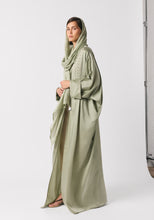 Load image into Gallery viewer, Mint Green Silk Abaya &amp; Shayla
