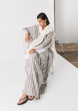 Load image into Gallery viewer, Striped Gray Linen Abaya &amp; Shayla

