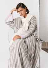 Load image into Gallery viewer, Striped Gray Linen Abaya &amp; Shayla
