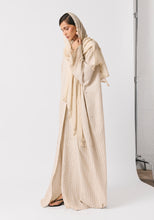 Load image into Gallery viewer, Striped Linen Abaya &amp; Shayla with gold dots
